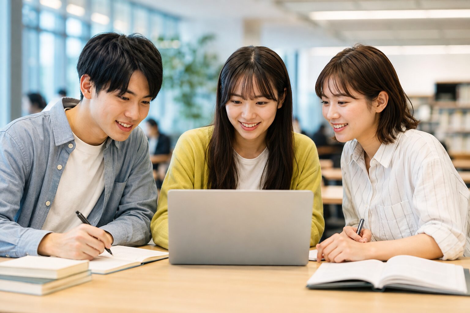 大学生がノートPCを囲んで学ぶ様子(AI生成イメージ)